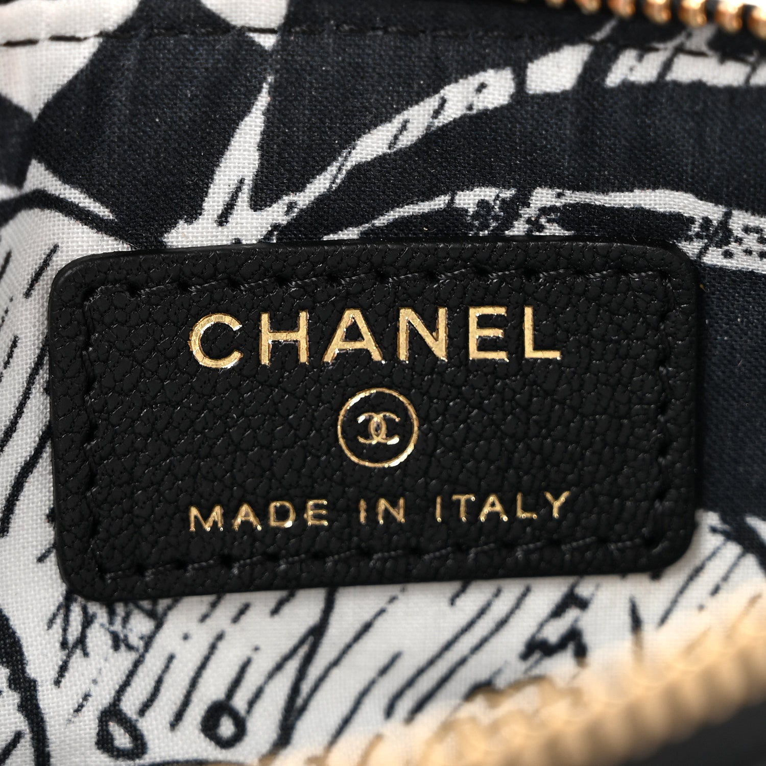 Chanel Goatskin Camellia CC Cosmetic Pouch Black 6 of 8