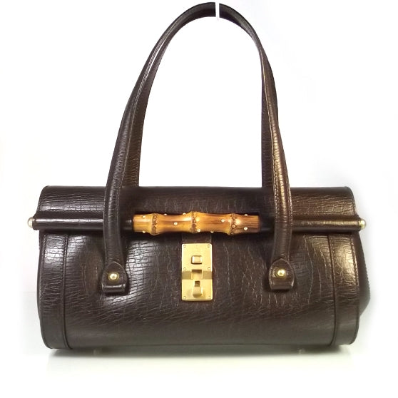 Gucci Leather Bamboo Bullet Satchel Brown 1 of 9