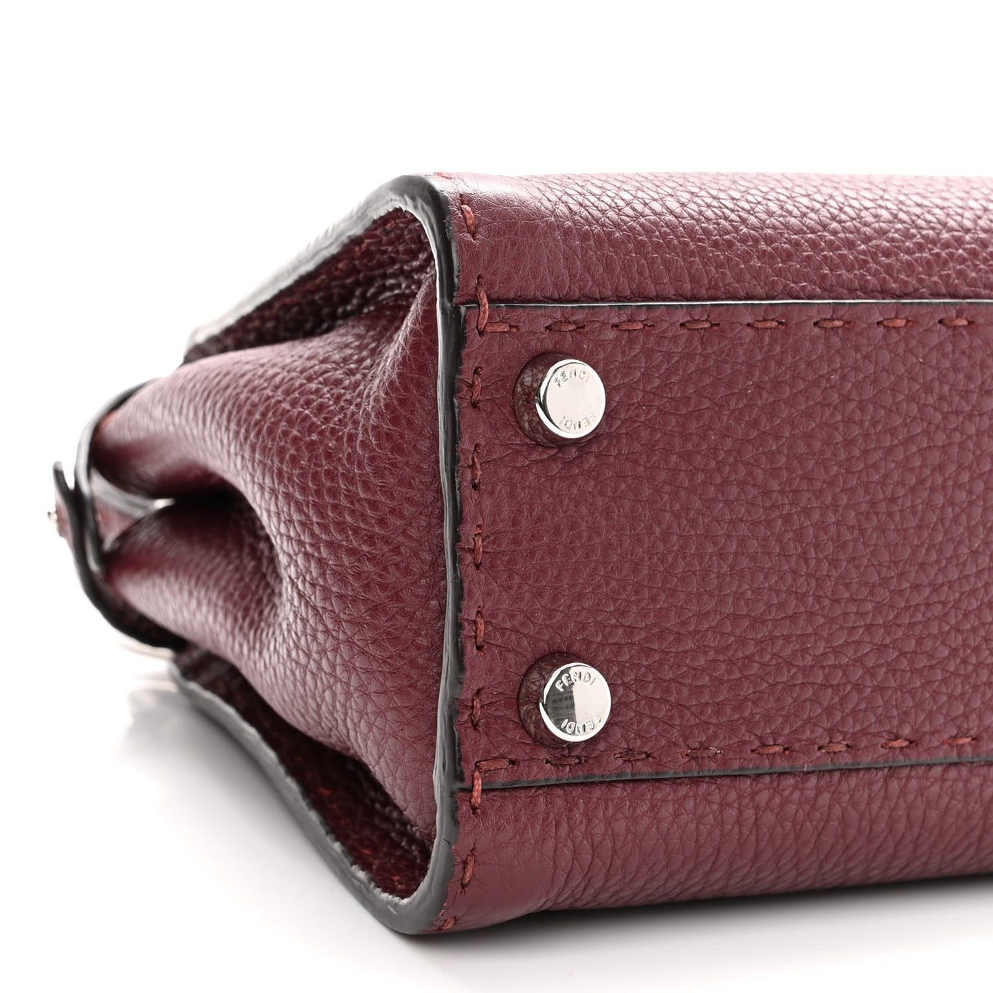 Cuoio Romano Selleria Bi-Color Mini Peekaboo Iconic Satchel Bordeaux Grigio Polvere