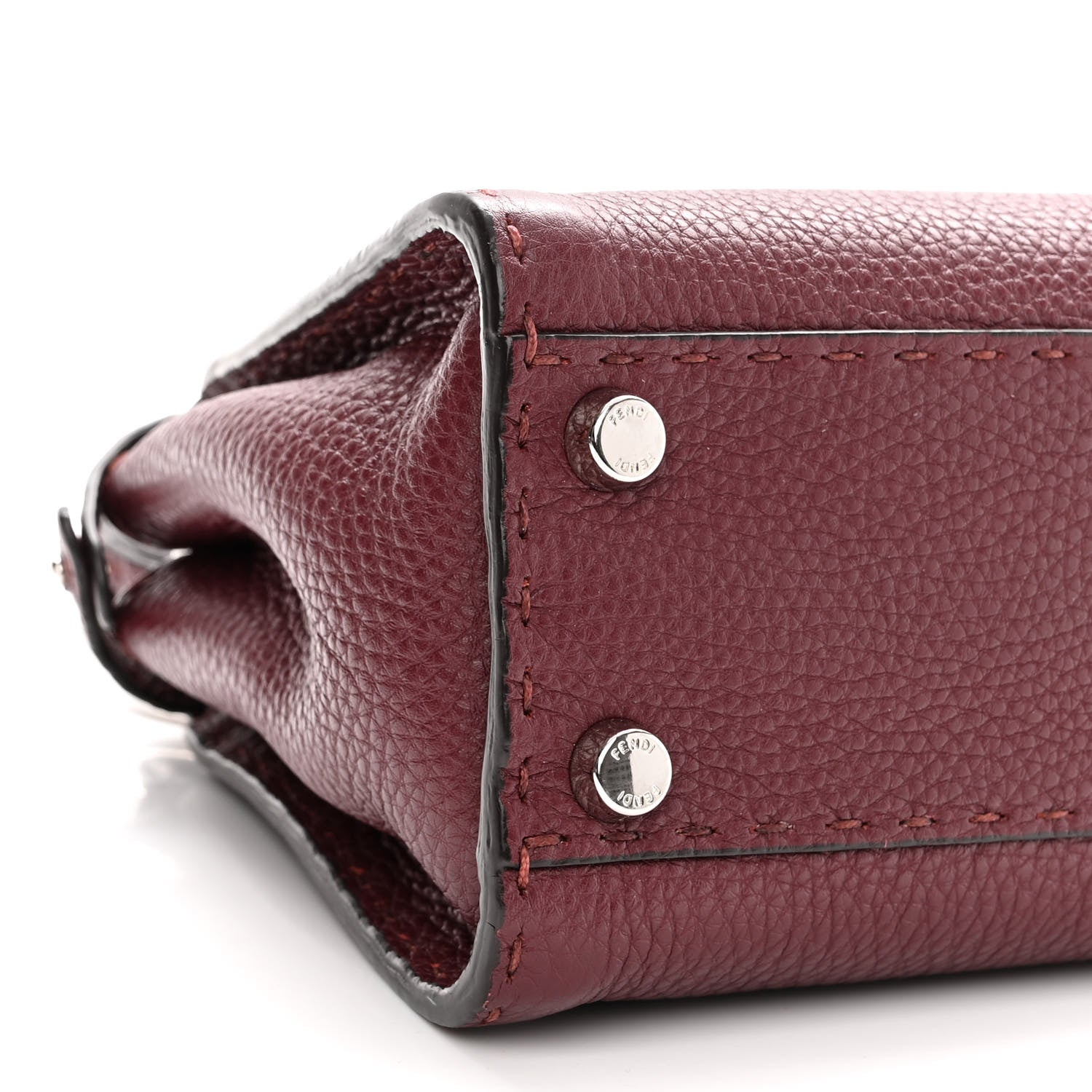 Fendi Cuoio Romano Selleria Bi-Color Mini Peekaboo Iconic Satchel Bordeaux Grigio Polvere 8 of 9