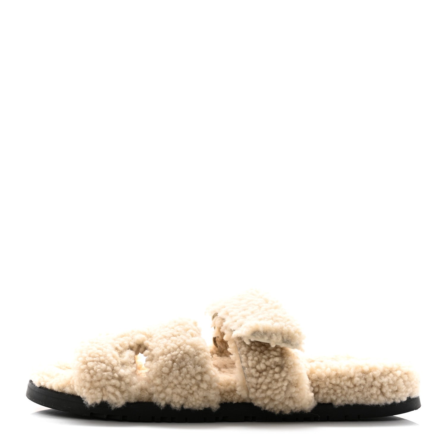 Hermes Woolskin Womens Chypre Sandals 40.5 Ecru 1 of 8