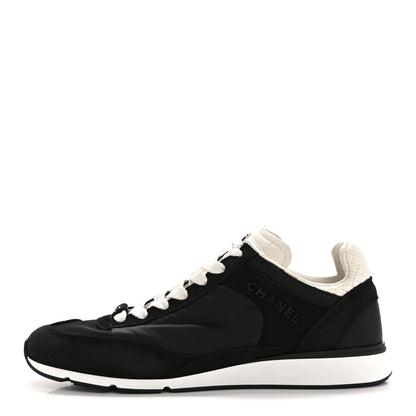 Chanel Nylon Suede Kidskin Calfskin Logo Sneakers 38 Dark Navy Blue Navy Blue Black 1 of 10