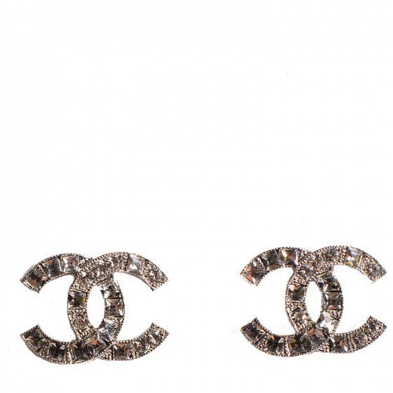 Chanel Baguette Crystal CC Earrings Silver 1 of 5