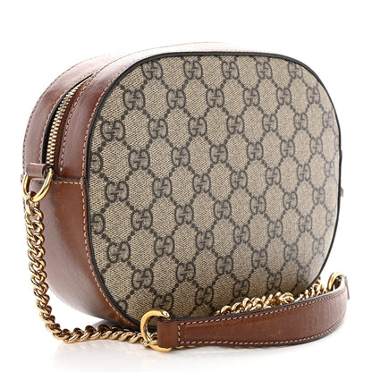 Gucci GG Supreme Monogram Cuoio Toscano Mini Chain Shoulder Bag Beige Ebony Cuir 3 of 16