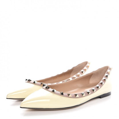 Valentino Garavani Patent Rockstud Ballerina Flats 36 Ivory Poudre 3 of 9