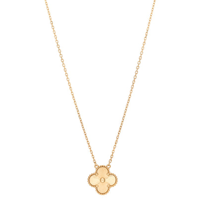 Van Cleef & Arpels 18K Yellow Gold Guilloche Vintage Alhambra Pendant Necklace 1 of 3