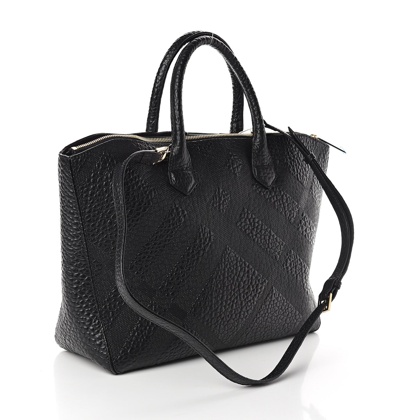 Heritage Grain Check Embossed Medium Dewsbury Tote Black