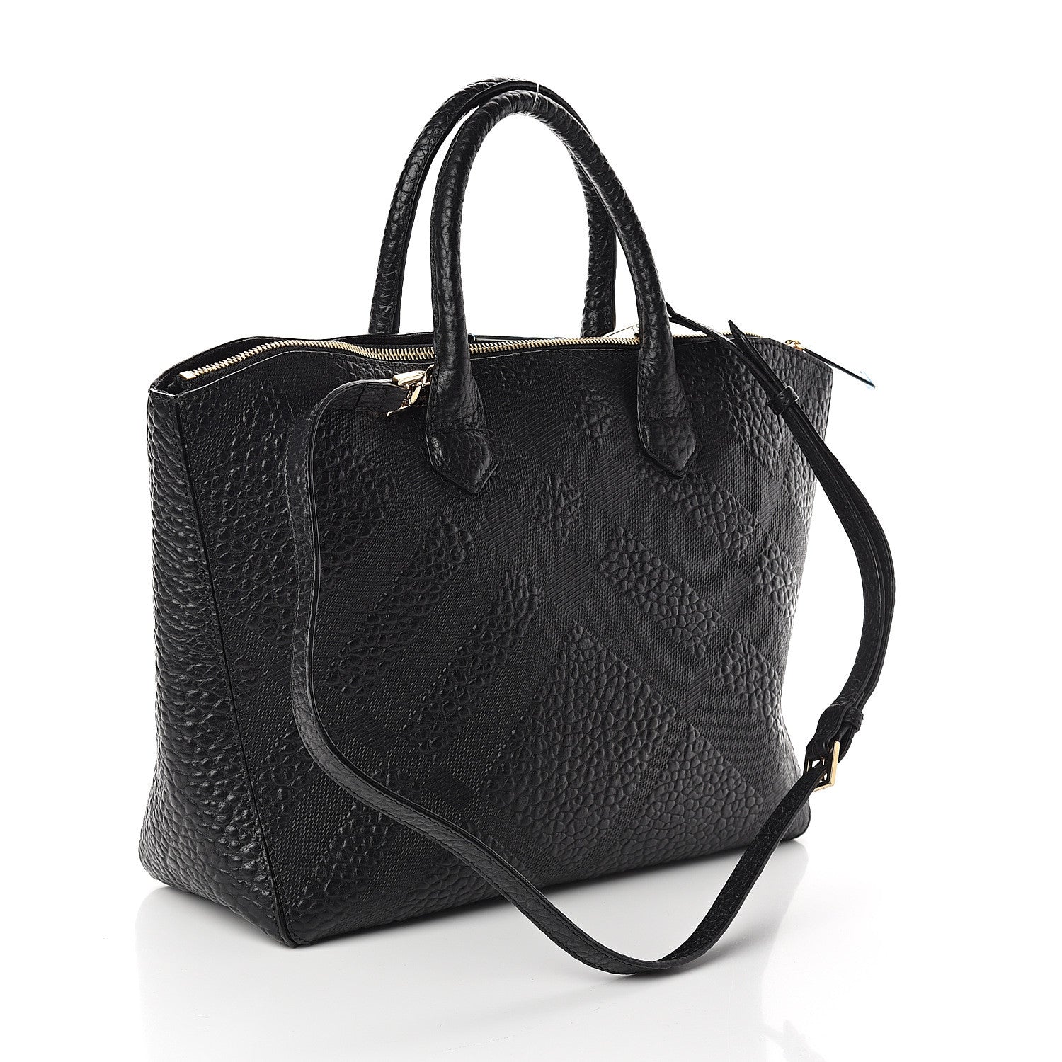 Burberry Heritage Grain Check Embossed Medium Dewsbury Tote Black 2 of 8