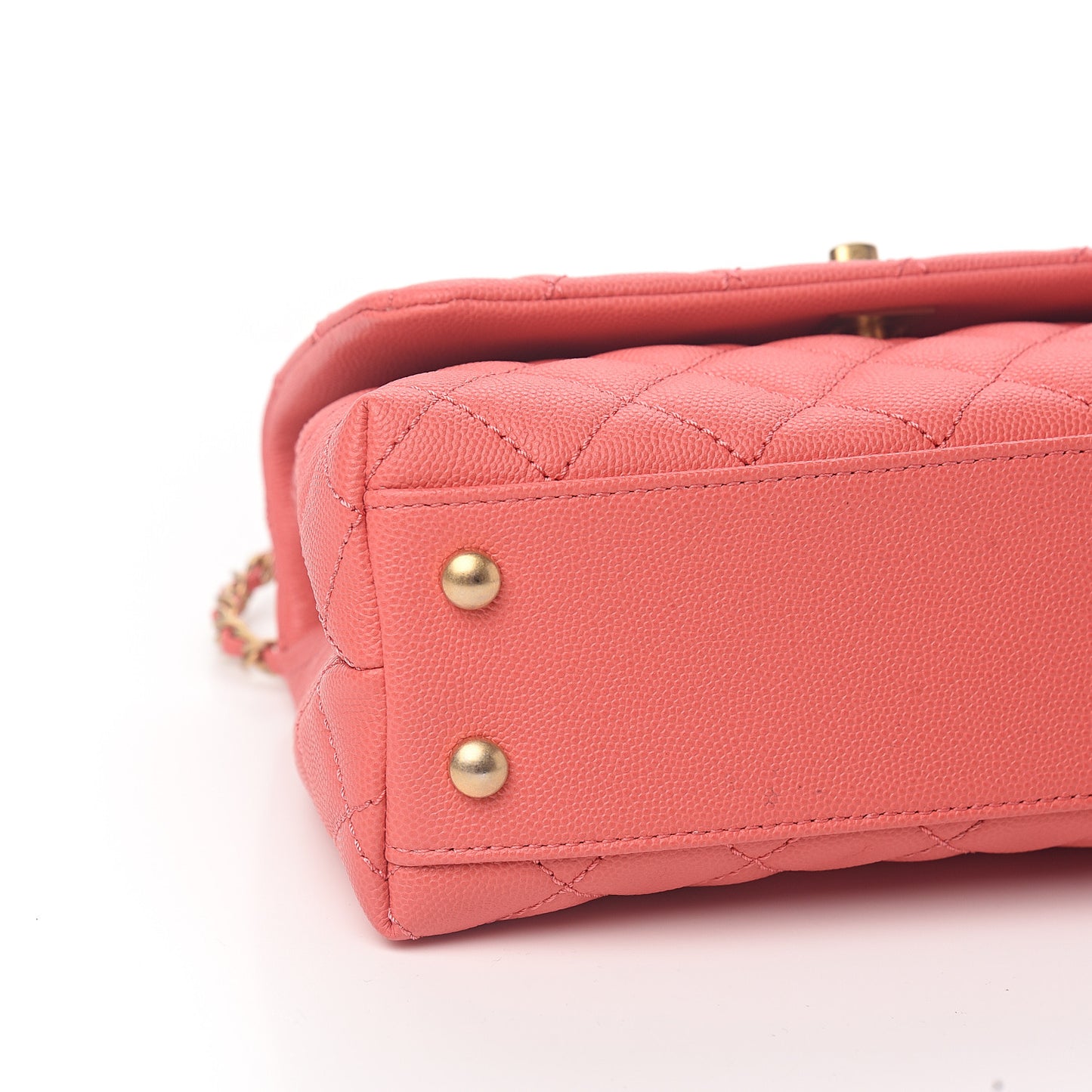 Caviar Lizard Embossed Quilted Mini Coco Handle Flap Pink