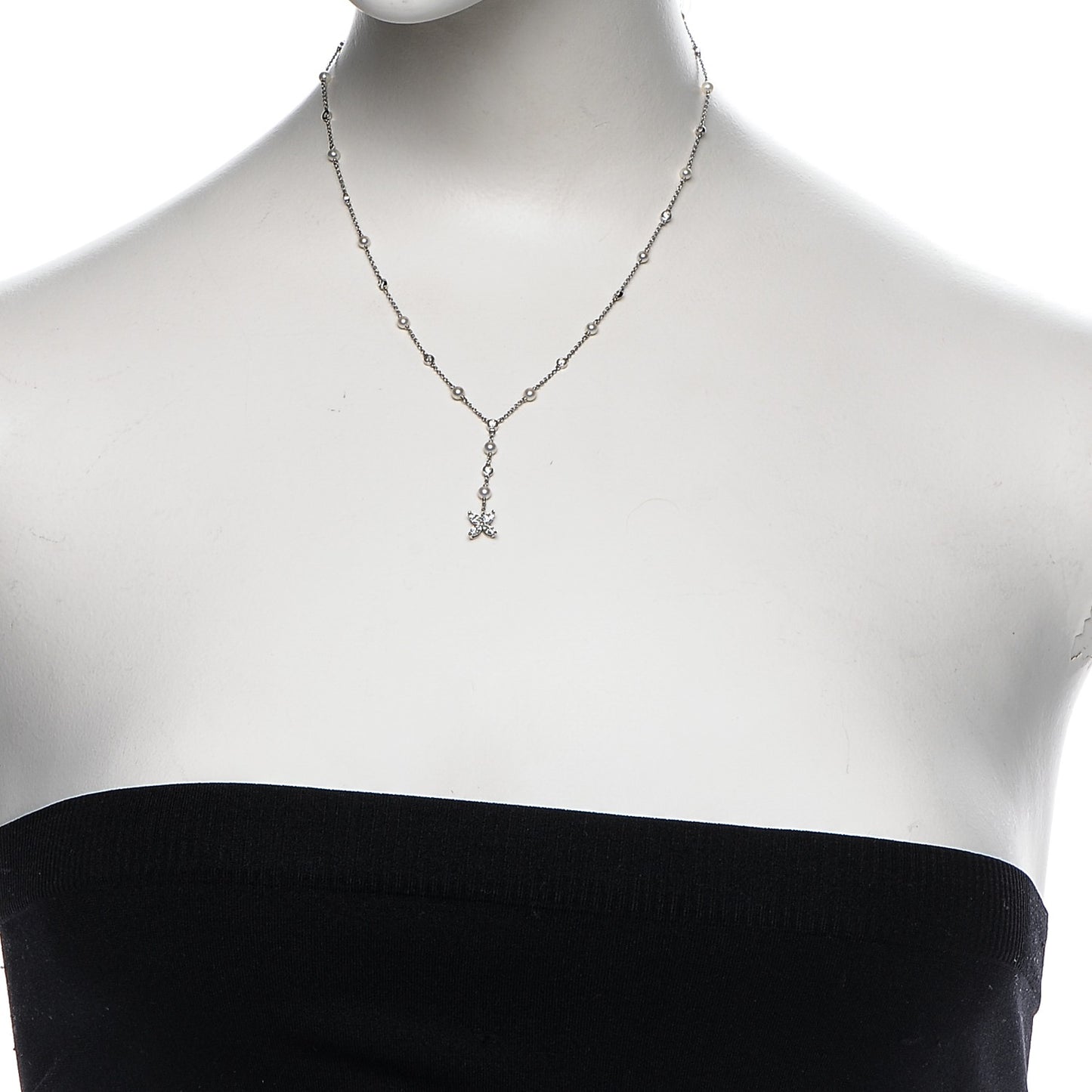 Platinum Pearl Diamond Victoria Drop Necklace