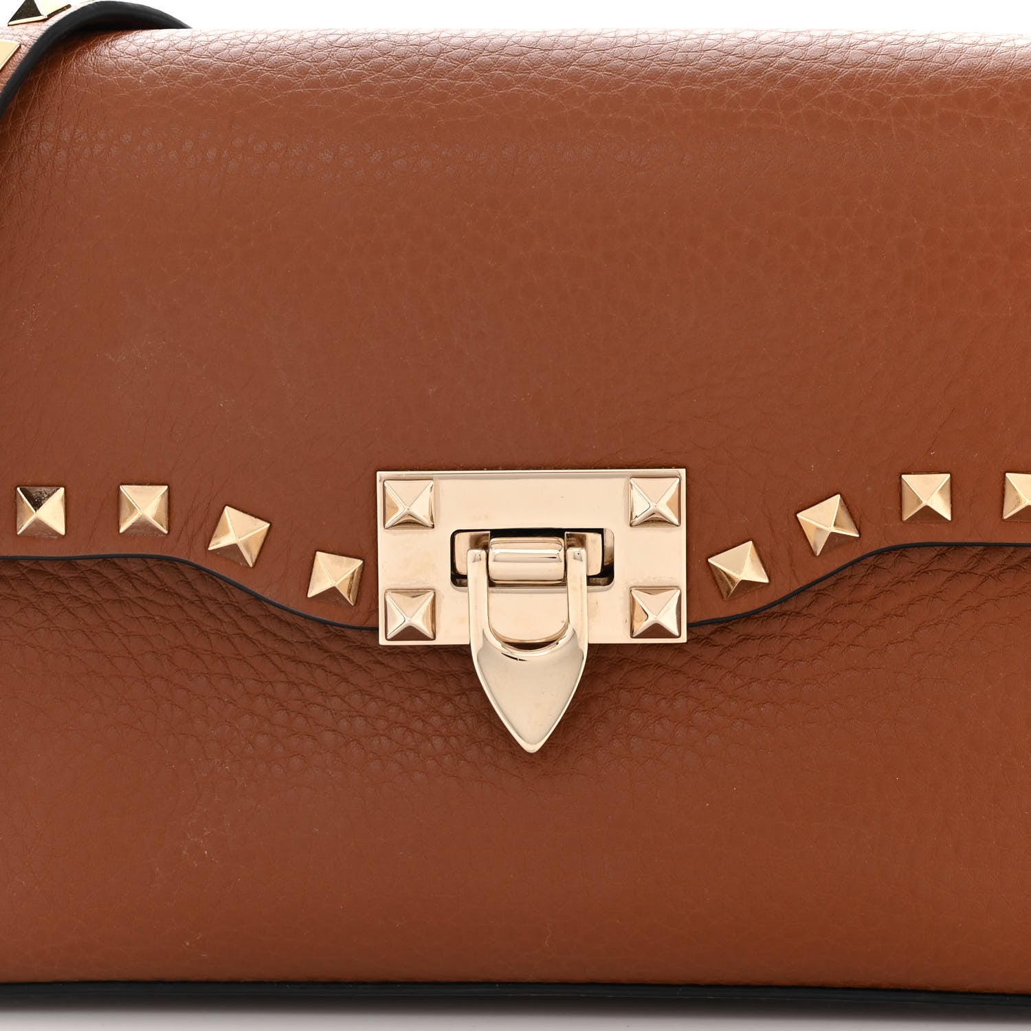Valentino Garavani Pebbled Calfskin Medium Rockstud Flip Lock Crossbody Bag Brown 7 of 9
