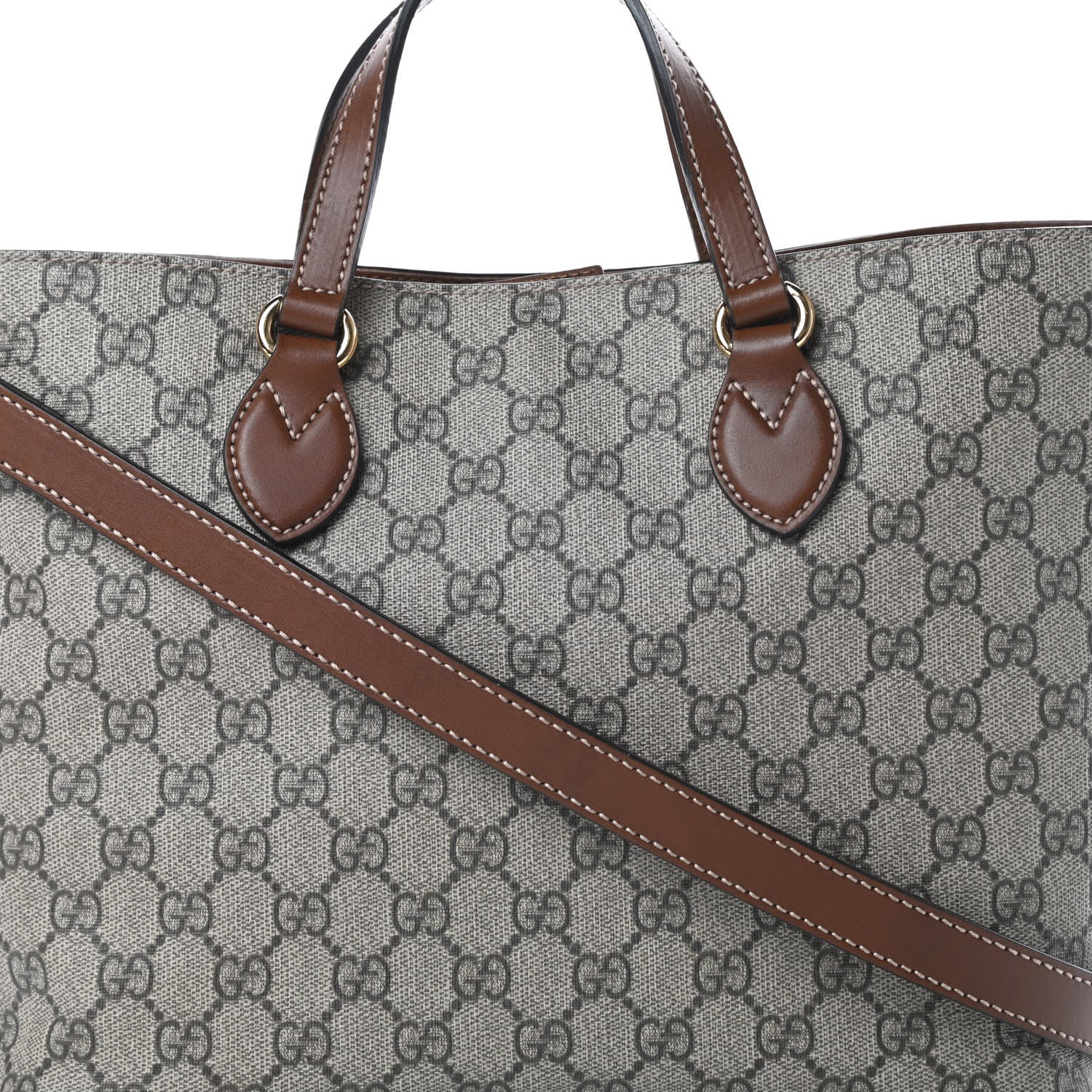 Gucci Soft GG Supreme Monogram Small Crossbody Tote Beige Cuir 8 of 10