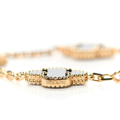 Van Cleef & Arpels 18K Yellow Gold Black Onyx 5 Motifs Vintage Alhambra Bracelet 5 of 8