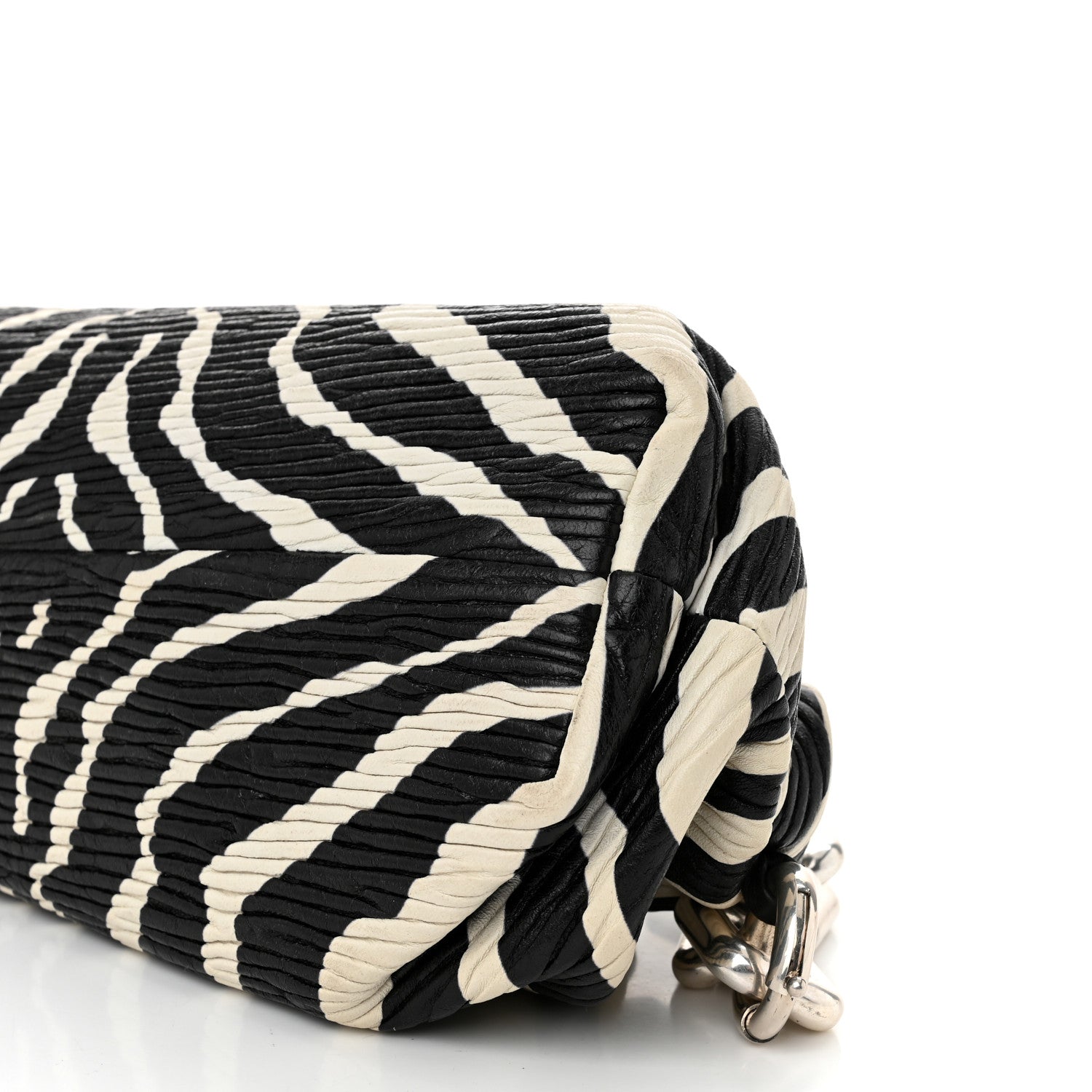 Bottega Veneta Nappa Zebra Print The Pouch Chain White Black 10 of 11