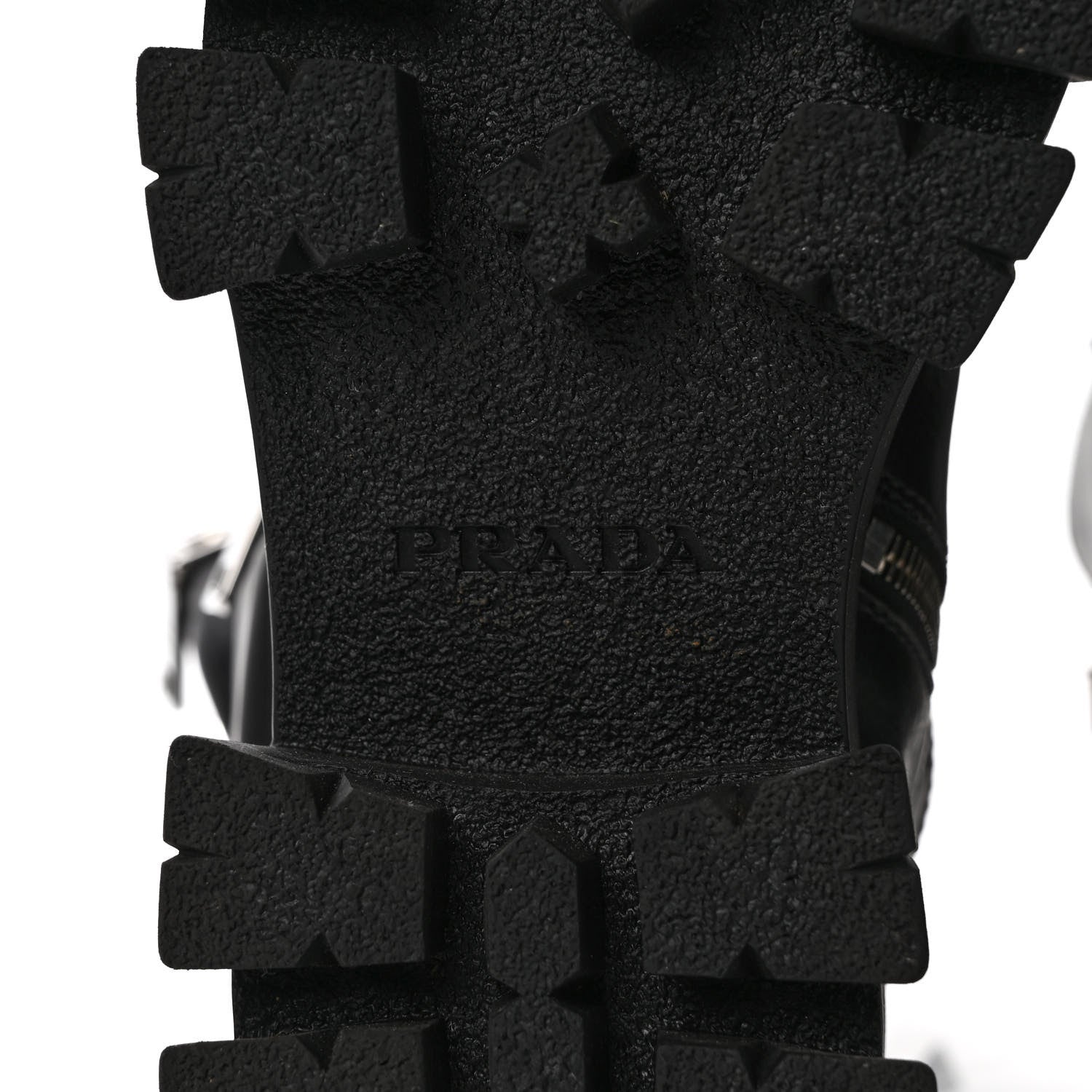 Prada Vitello Lux Nylon Metal Triangle Logo Monolith Pouch Pocket 55mm Tall Combat Boots 37 Black 7 of 10