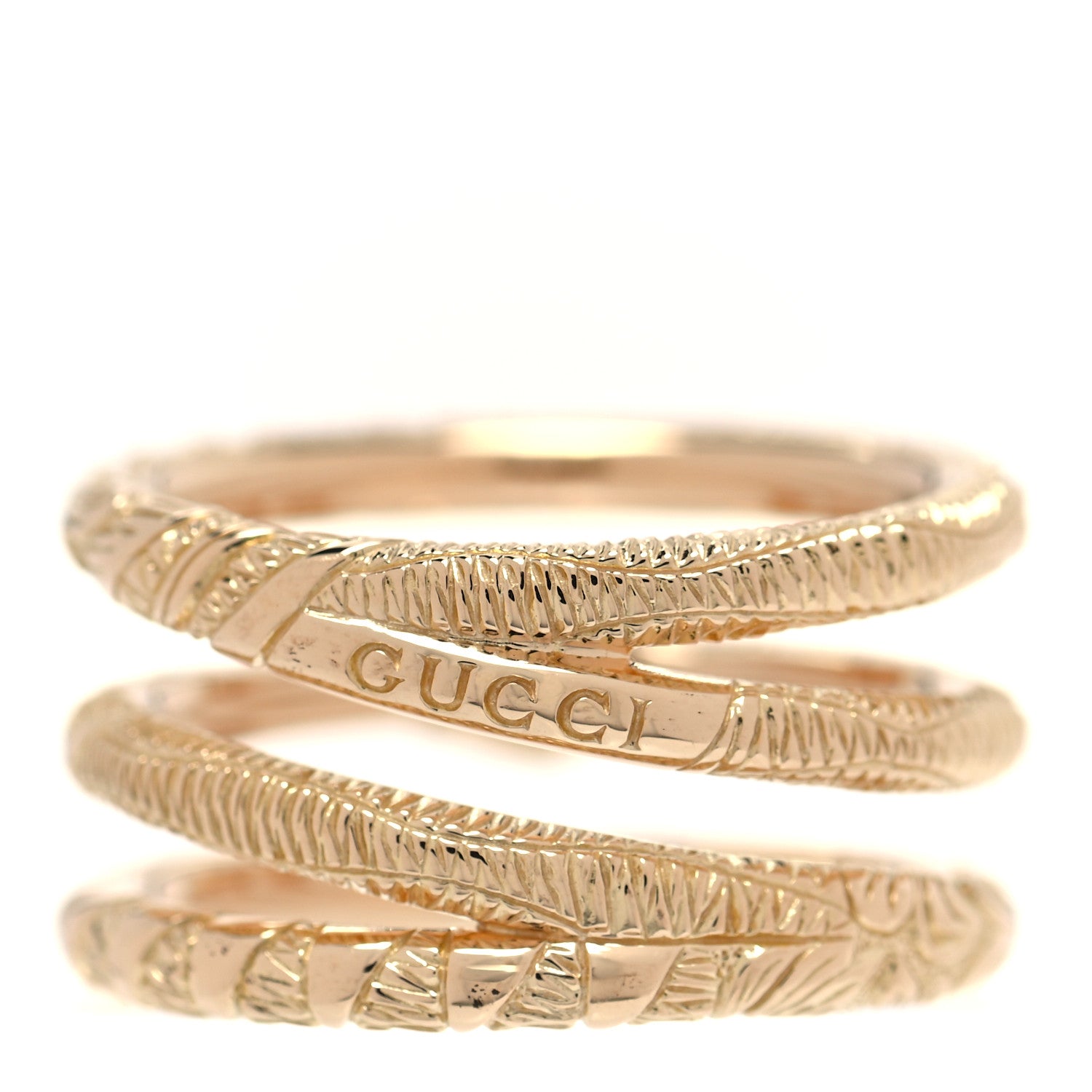 Gucci 18K Yellow Gold Turquoise Ouroboros Snake Three Row Wrap Ring 56 7.5 3 of 5