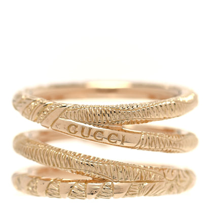 Gucci 18K Yellow Gold Turquoise Ouroboros Snake Three Row Wrap Ring 56 7.5 3 of 5