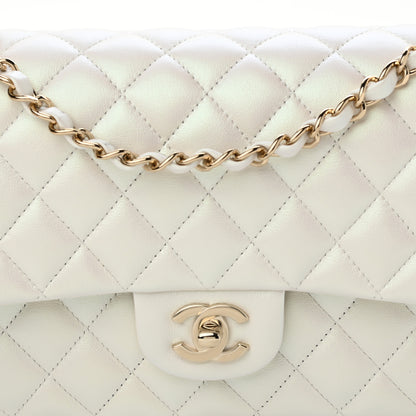 Chanel Iridescent Calfskin Quilted Medium Double Flap White 9 of 12