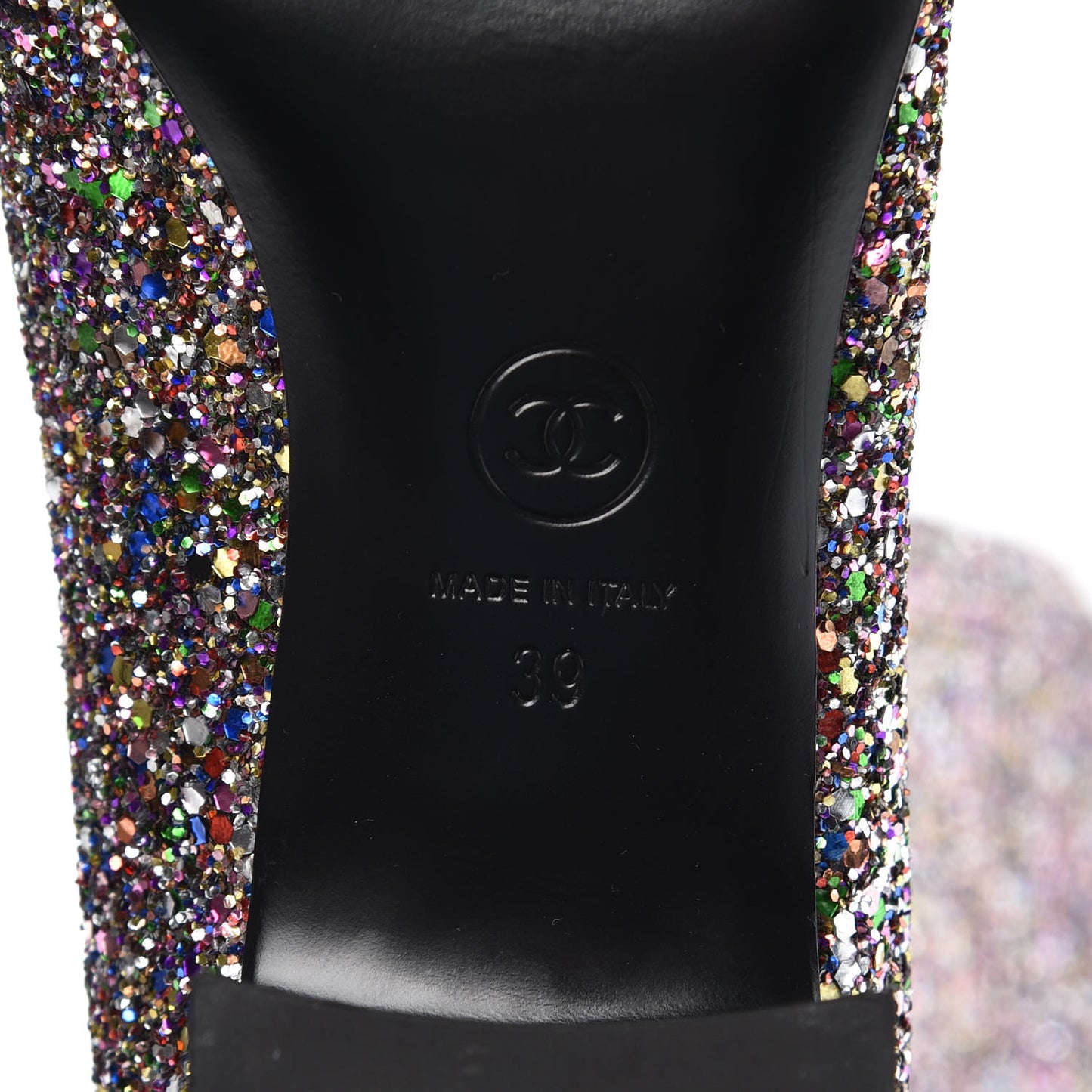 Glitter Patent Calfskin Cap Toe Fantasy High Boots 39 Multicolor Black