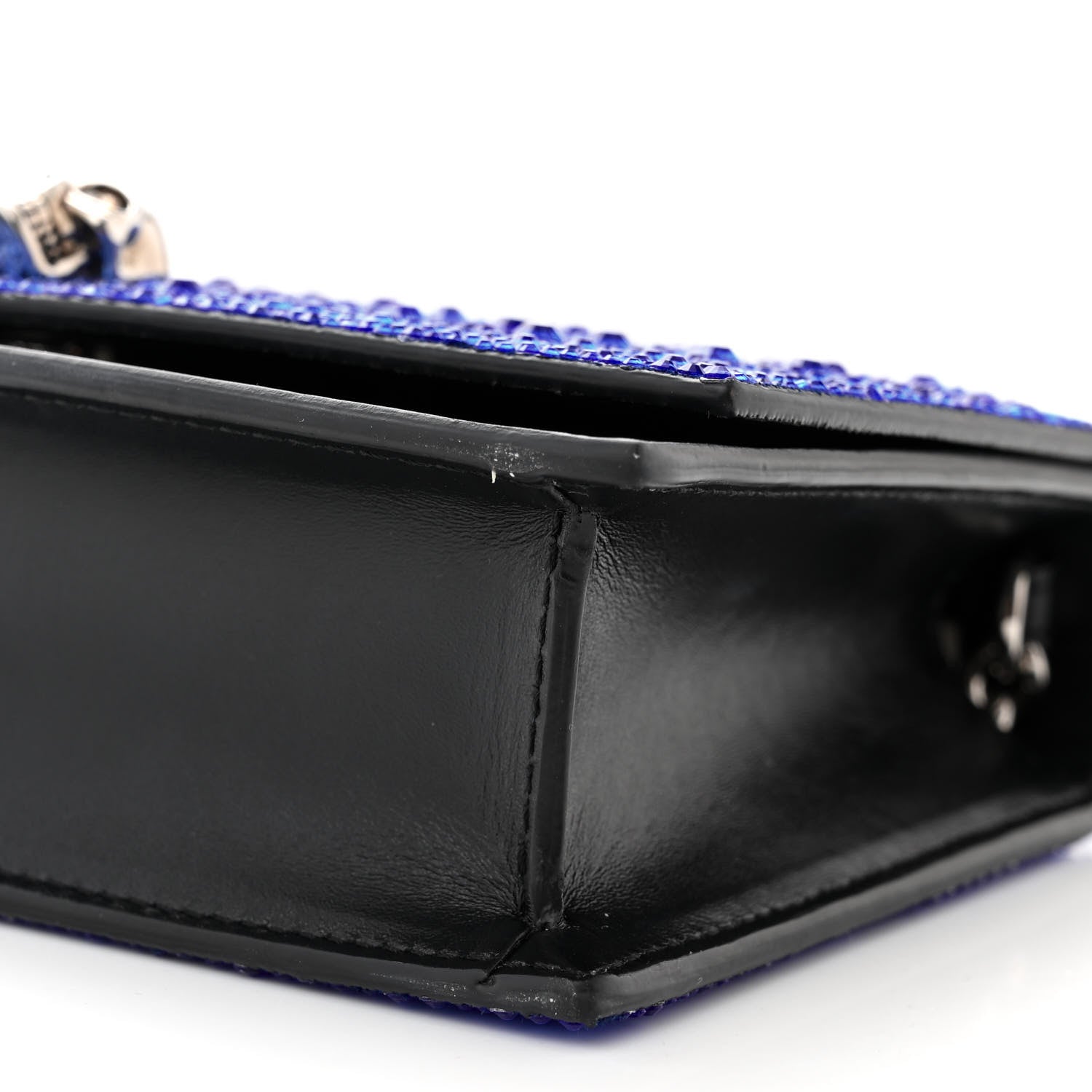 Alexander McQueen Calfskin Crystal Skull Mini Crossbody Bag Electric Blue 9 of 10