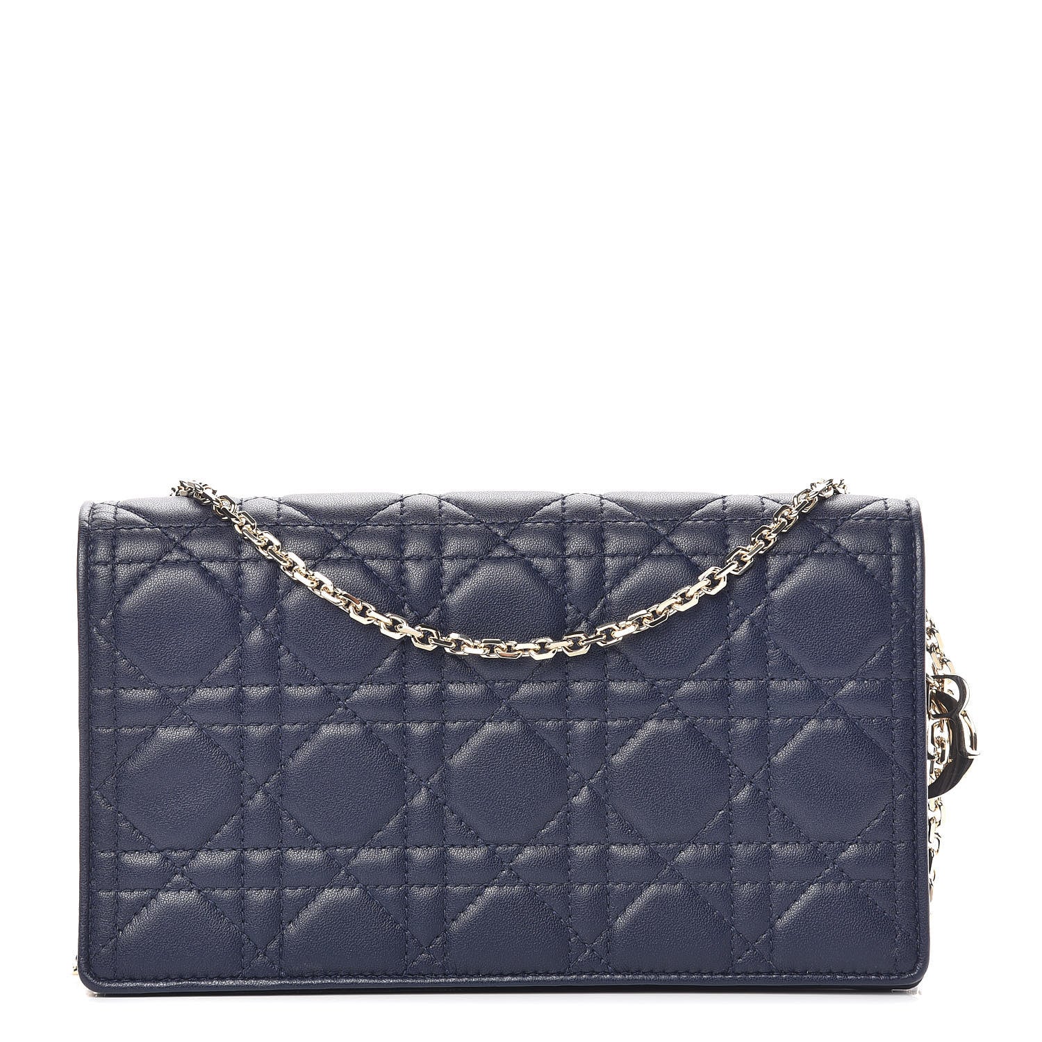 Christian Dior Lambskin Cannage Lady Dior Convertible Clutch Navy Blue 1 of 11