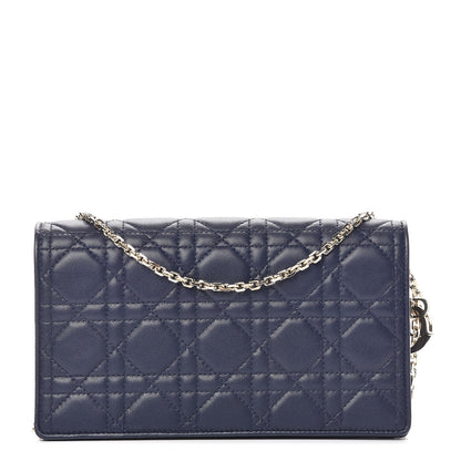 Christian Dior Lambskin Cannage Lady Dior Convertible Clutch Navy Blue 1 of 11