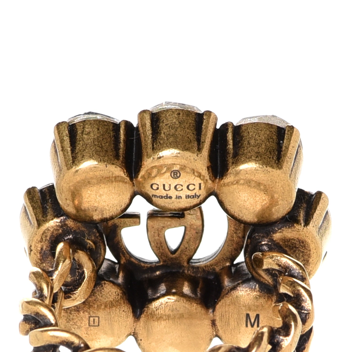 Metal Crystal Marmont Ring M Aged Gold