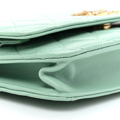 Chanel Lambskin Quilted Zirconium Wallet On Chain WOC Light Green 10 of 11