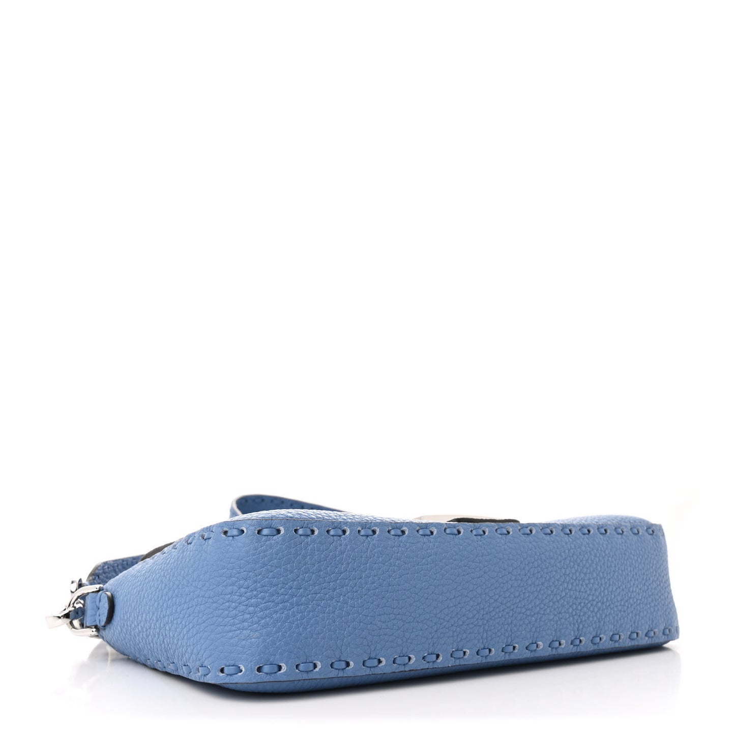 Cuoio Roma Sellerissima Nappa Sintetica Tape Stitch Baguette Placca Argento Blue