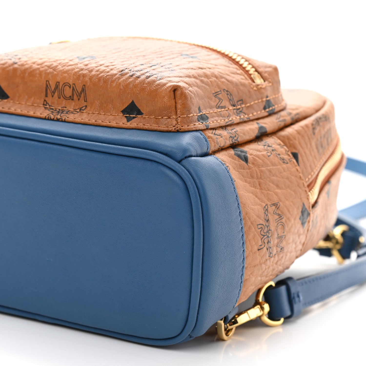 MCM Visetos X-Mini Stark Backpack Cognac Blue 9 of 9