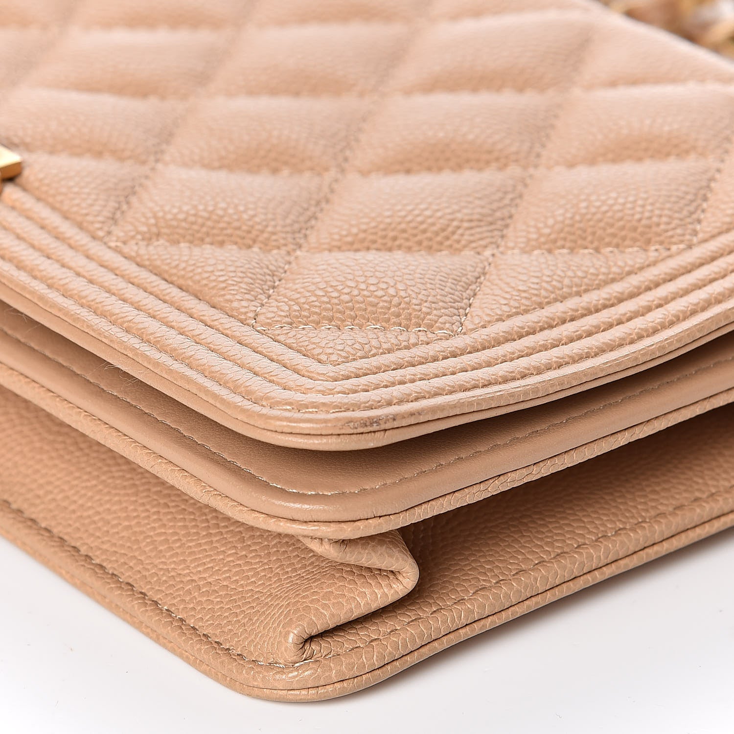 Chanel Caviar Quilted Boy Wallet On Chain WOC Beige 11 of 13