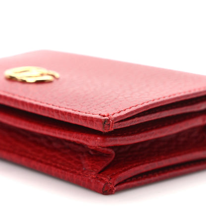 Gucci Pebbled Calfskin GG Marmont Card Case Hibiscus Red 8 of 9