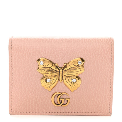 Gucci Pebbled Calfskin Butterfly Card Case Perfect Pink 1 of 6