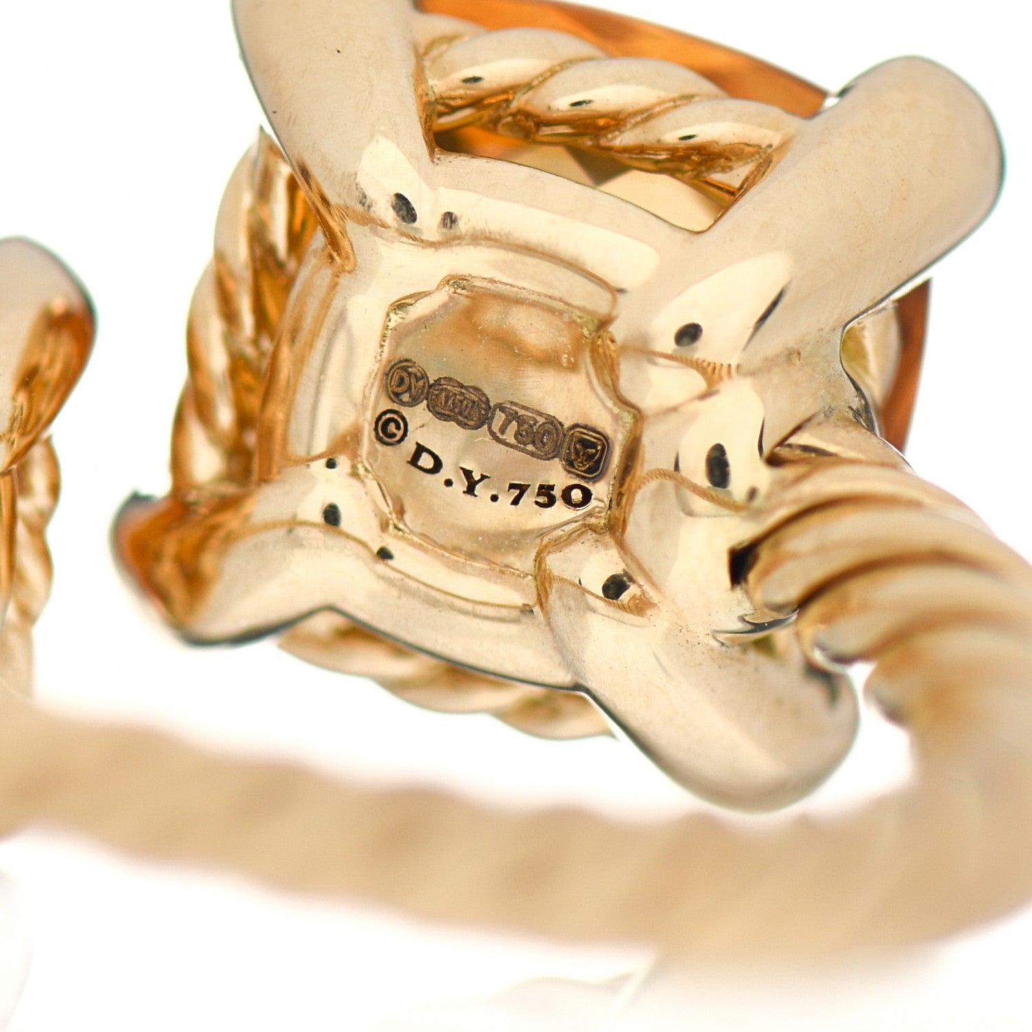 David Yurman 18K Yellow Gold Diamond Citrine Chatelaine Bypass Ring 54 6.75 5 of 5