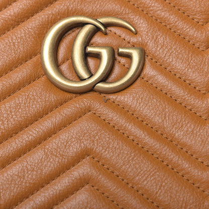 Gucci Azalea Calfskin Matelasse Large GG Marmont Slim Tote Cognac 9 of 11