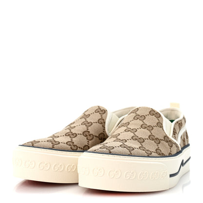 Gucci GG Monogram Womens 1977 Tennis Slip On 30mm Sneakers 35.5 Beige Ebony Mystic White 4 of 10