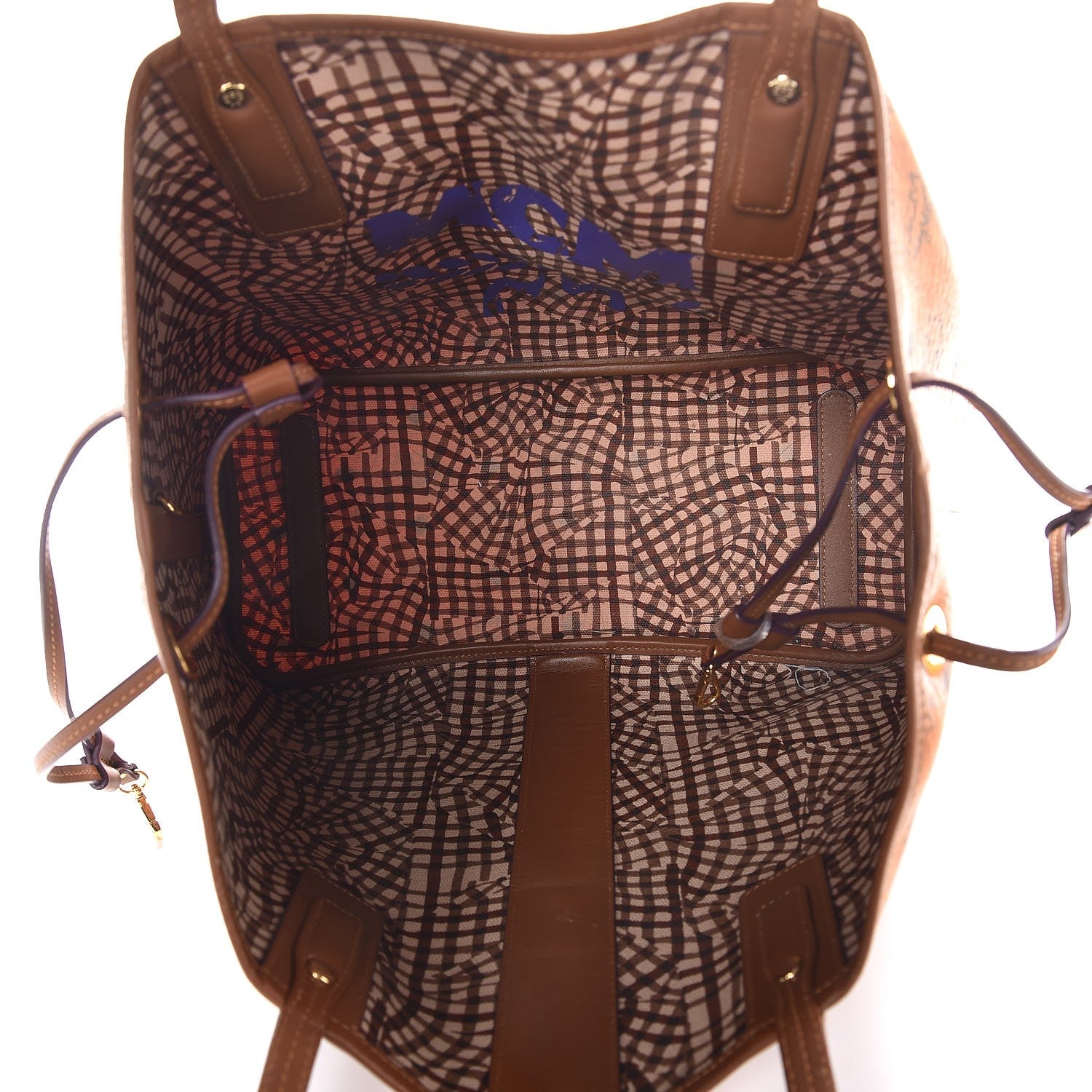 MCM Visetos Medium Liz Reversible Shopper Tote Cognac 9 of 22