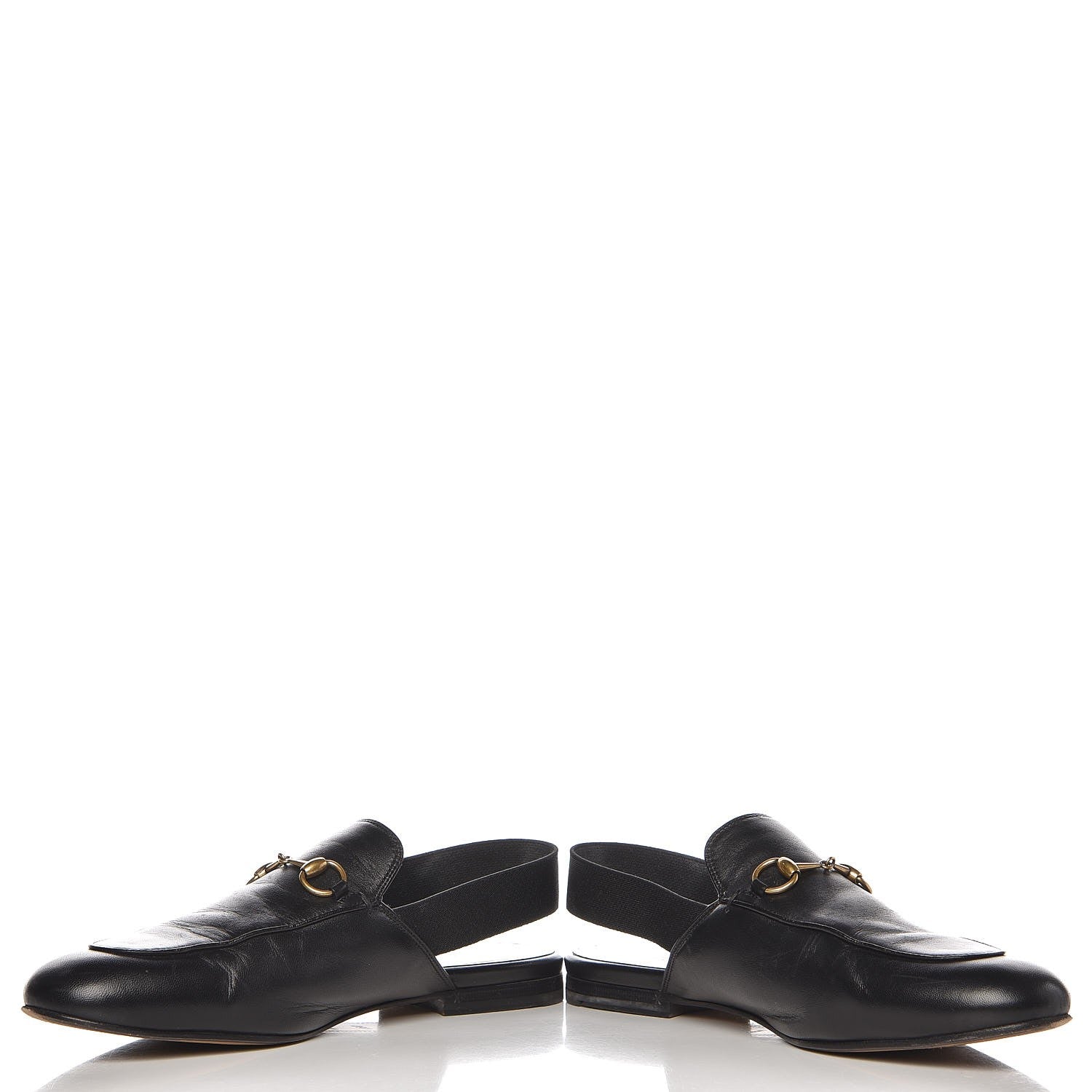 Gucci Nappa Womens Horsebit Slingback Slippers 38.5 Black 6 of 13
