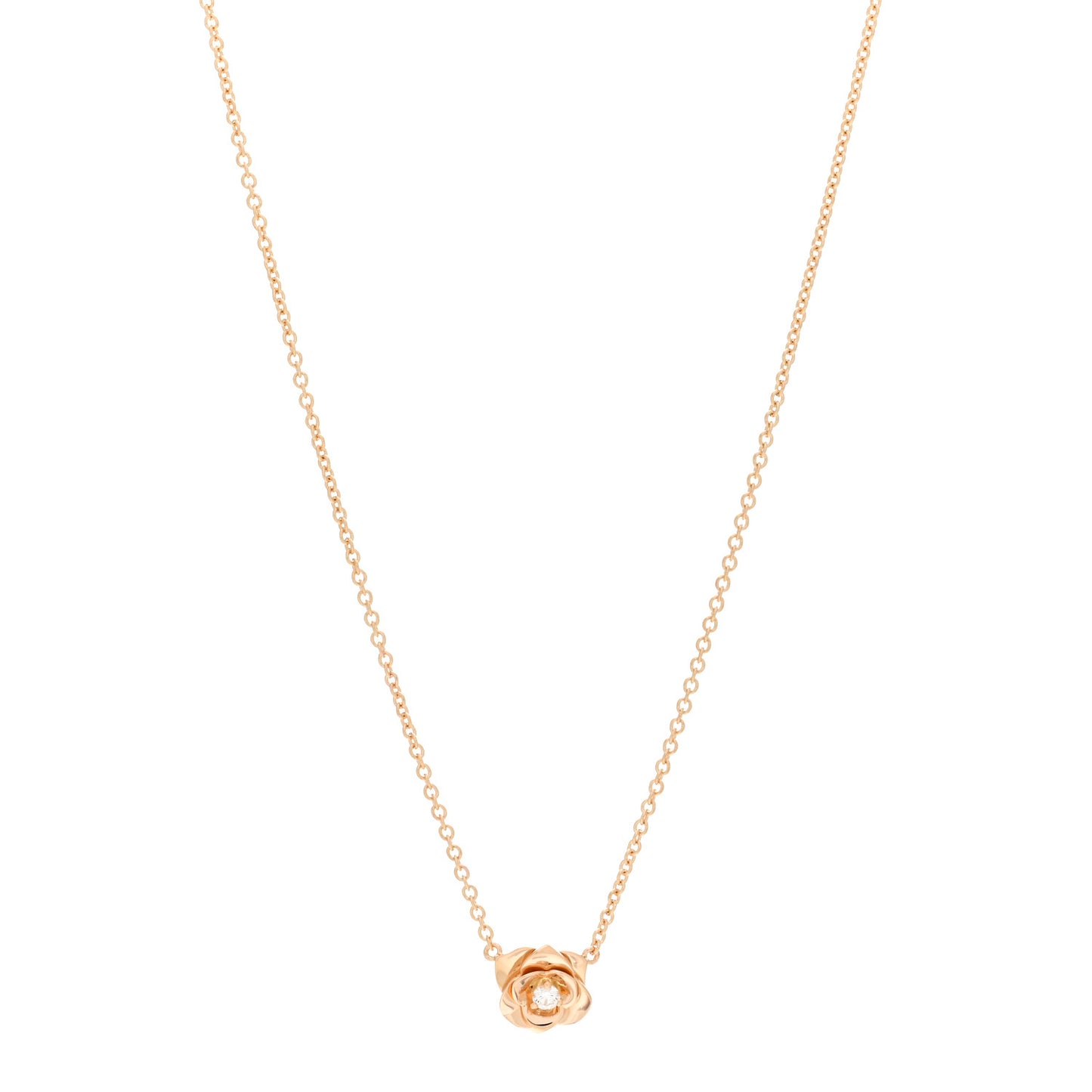 18K Rose Gold Diamond .06ct Rose Pendant Necklace