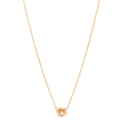Piaget 18K Rose Gold Diamond .06ct Rose Pendant Necklace 1 of 5