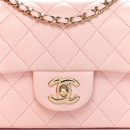 Chanel Lambskin Quilted Mini Top Handle Rectangular Flap Light Pink 8 of 11