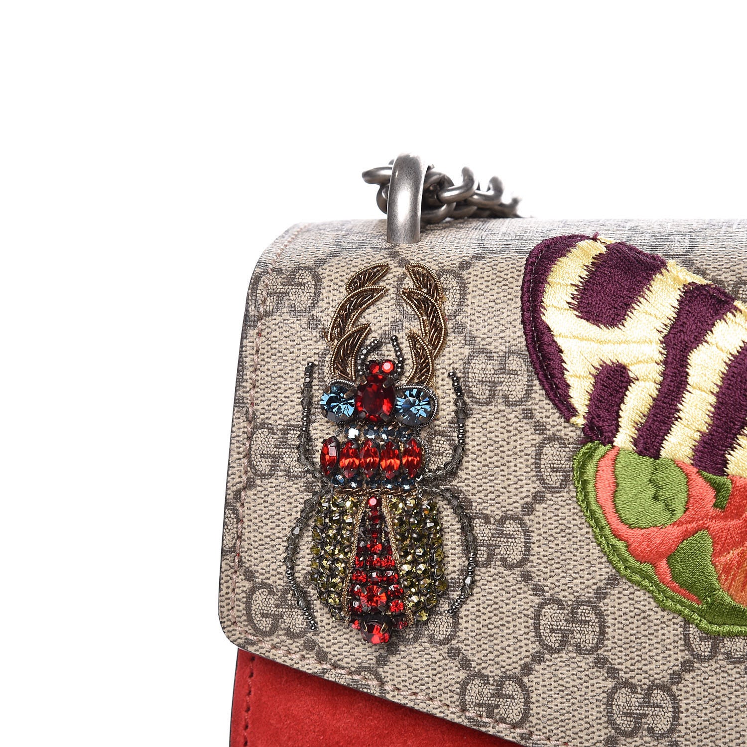 Gucci GG Supreme Monogram Embroidered Medium Dionysus Shoulder Bag Beige Hibiscus 10 of 16