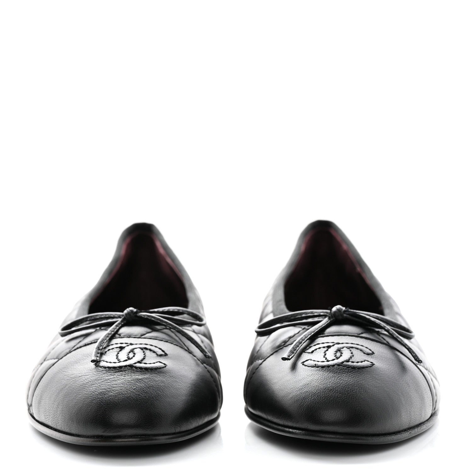 Chanel Aged Calfskin Quilted Cap Toe Ballerina Flats 38.5 Black 2 of 10