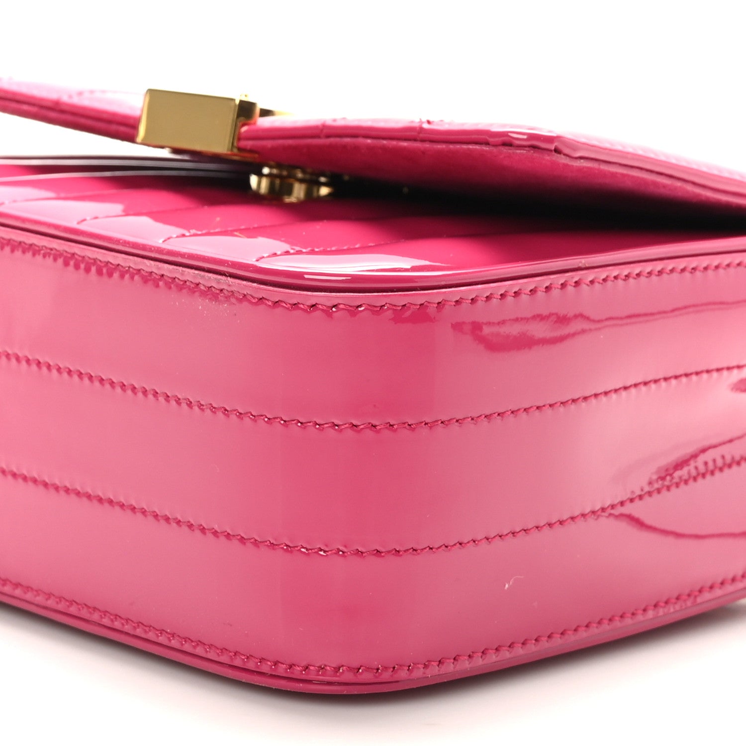 Saint Laurent Patent Calfskin Matelasse Monogram Small Vicky Chain Bag Bubblegum 9 of 9