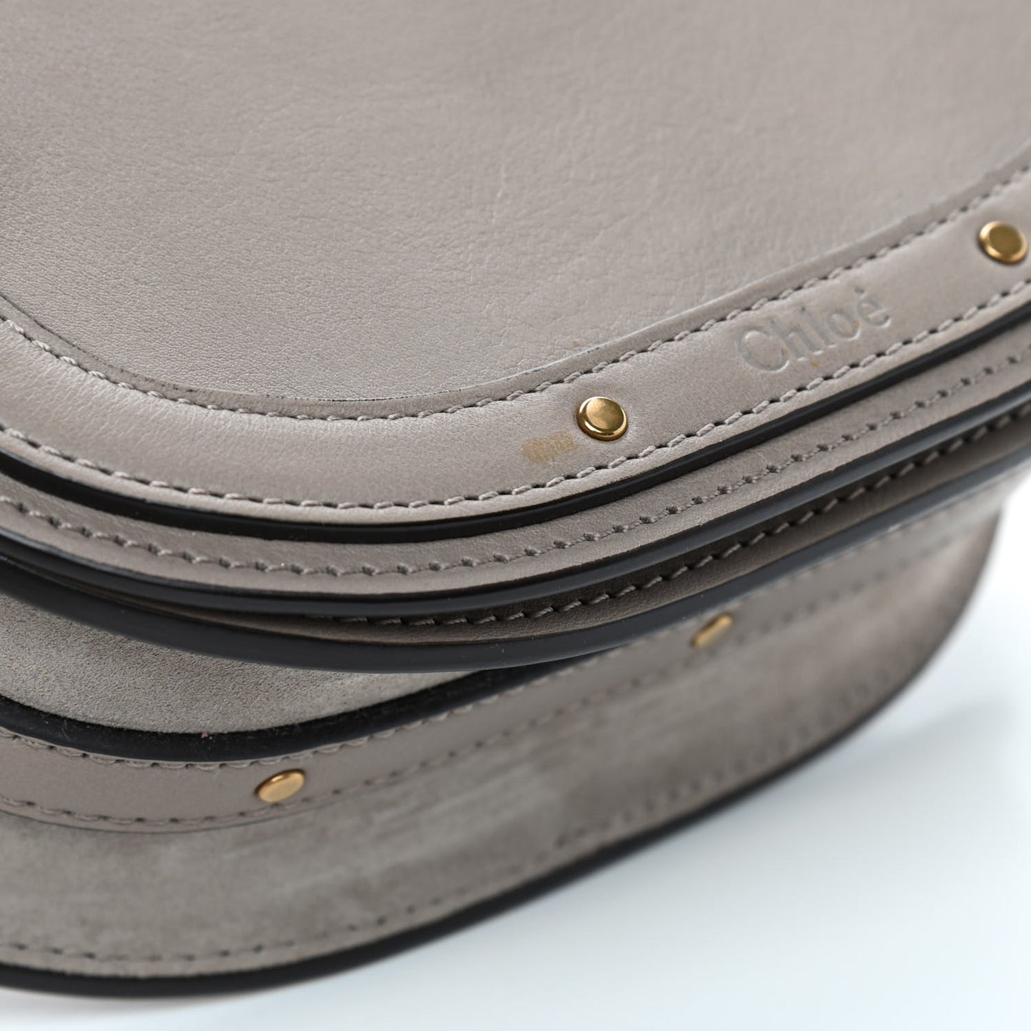 Calfskin Suede Small Nile Bracelet Bag Motty Grey
