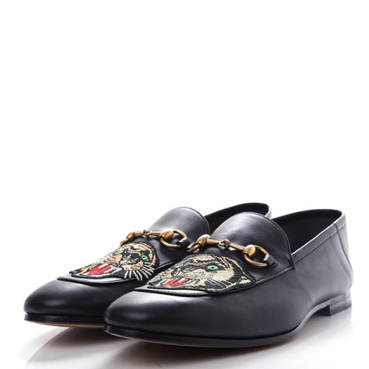 Gucci Goatskin Tiger Embroidered Mens Horsebit Loafers 9 Black 3 of 11