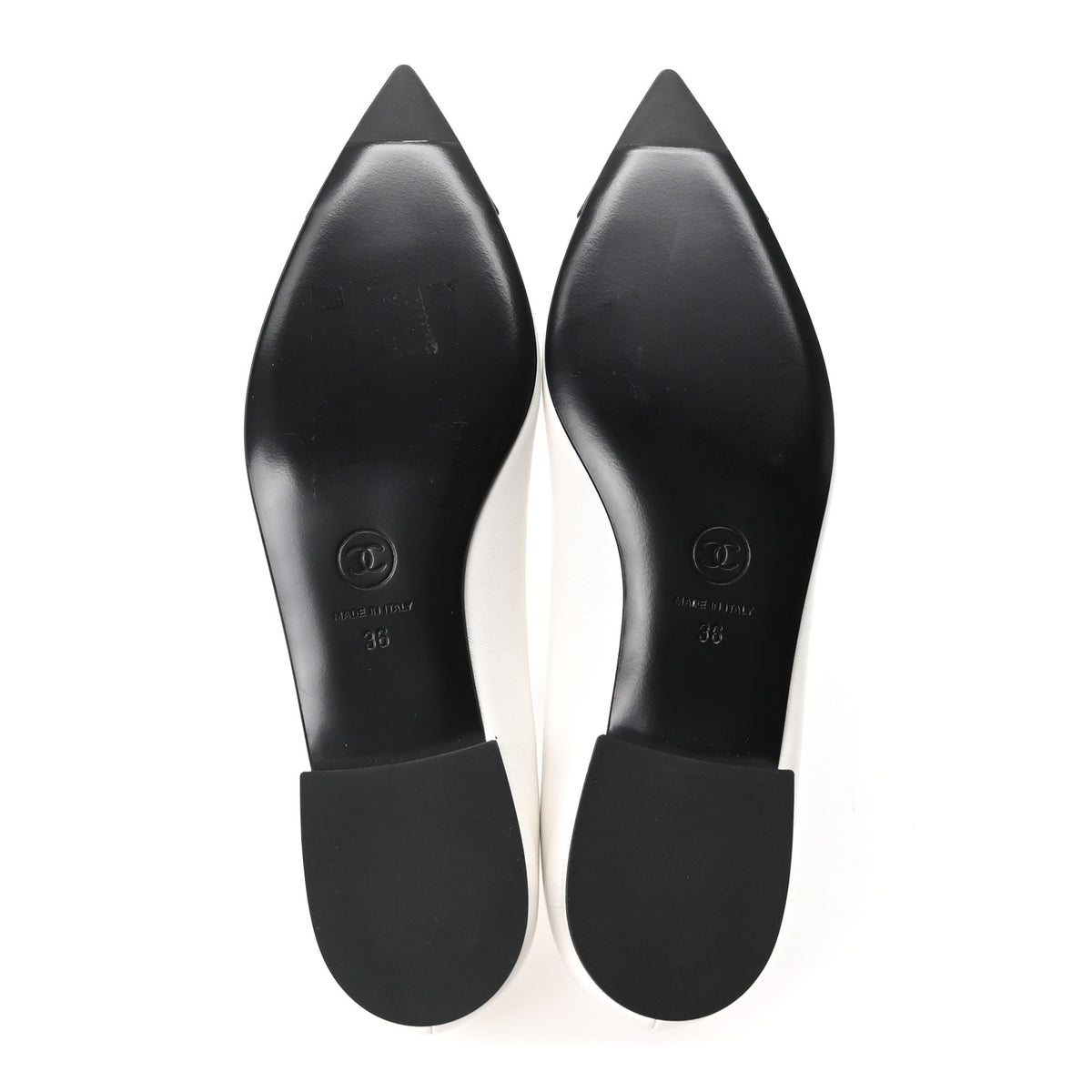 Chanel Shiny Lambskin Grosgrain Pearl Mary Janes Flats 36 White Black 6 of 10