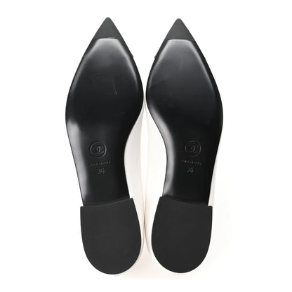Chanel Shiny Lambskin Grosgrain Pearl Mary Janes Flats 36 White Black 6 of 10