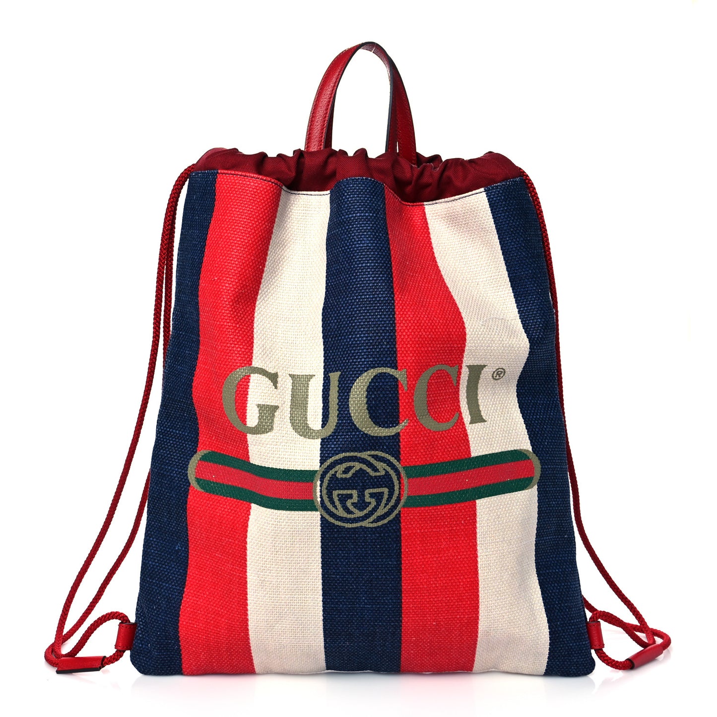 Canvas Logo Sylvie Stripe Drawstring Backpack Red