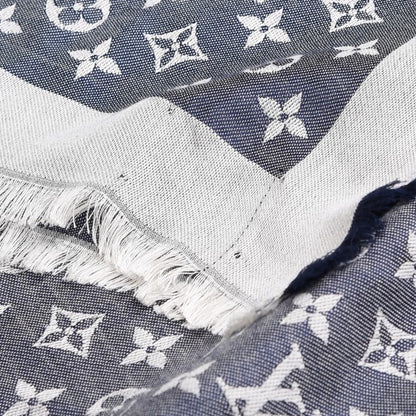 Louis Vuitton Silk Wool Monogram Denim Shawl Blue 5 of 5